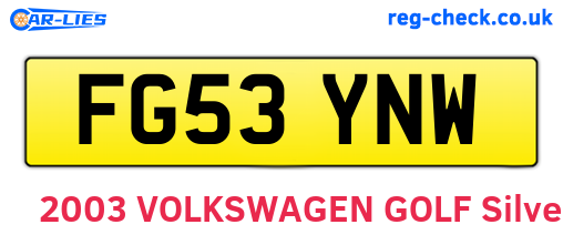 FG53YNW are the vehicle registration plates.