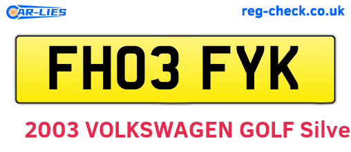 FH03FYK are the vehicle registration plates.
