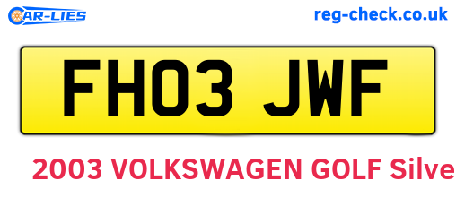 FH03JWF are the vehicle registration plates.