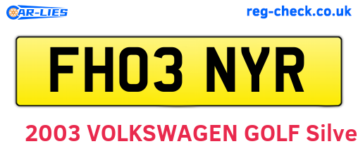 FH03NYR are the vehicle registration plates.