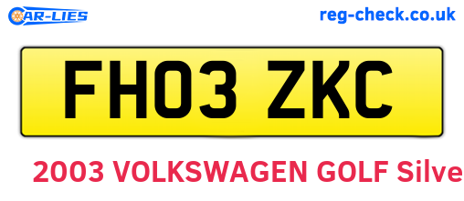 FH03ZKC are the vehicle registration plates.