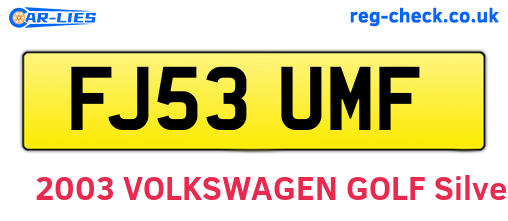 FJ53UMF are the vehicle registration plates.