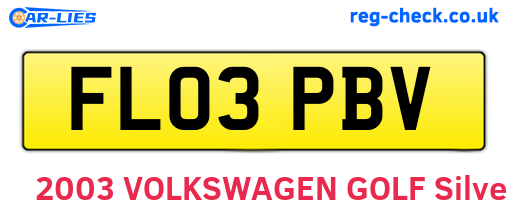 FL03PBV are the vehicle registration plates.
