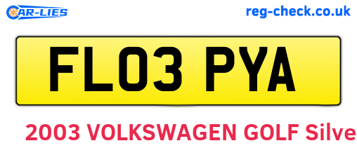 FL03PYA are the vehicle registration plates.