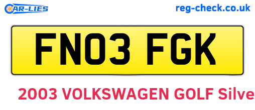 FN03FGK are the vehicle registration plates.