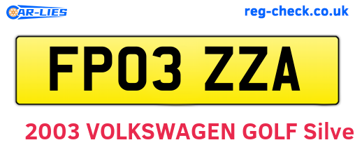 FP03ZZA are the vehicle registration plates.