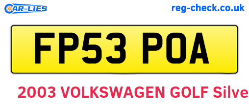 FP53POA are the vehicle registration plates.