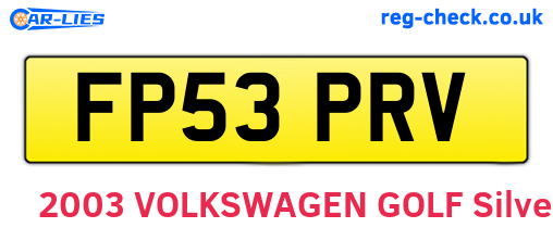 FP53PRV are the vehicle registration plates.