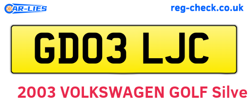 GD03LJC are the vehicle registration plates.