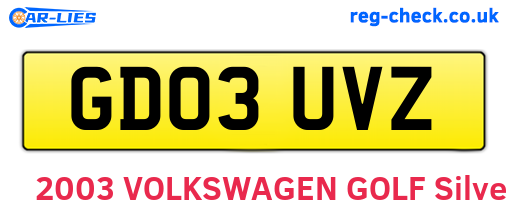 GD03UVZ are the vehicle registration plates.