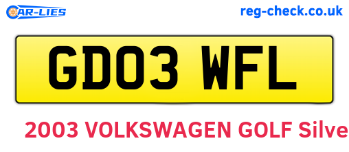 GD03WFL are the vehicle registration plates.