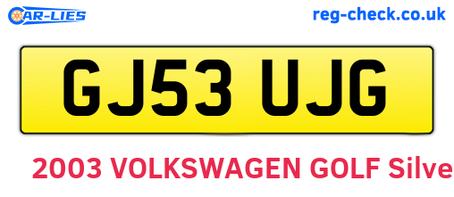 GJ53UJG are the vehicle registration plates.