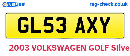 GL53AXY are the vehicle registration plates.