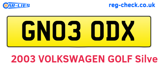 GN03ODX are the vehicle registration plates.