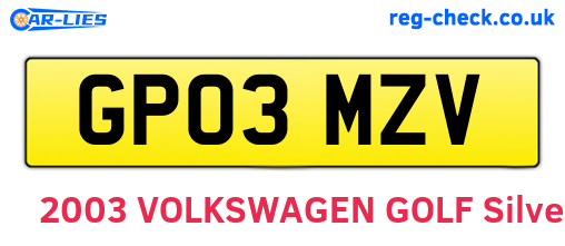 GP03MZV are the vehicle registration plates.