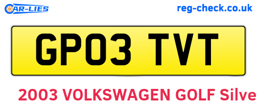 GP03TVT are the vehicle registration plates.
