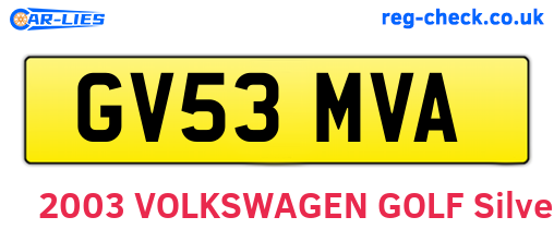 GV53MVA are the vehicle registration plates.