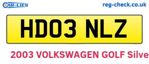 HD03NLZ are the vehicle registration plates.