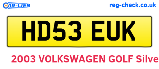 HD53EUK are the vehicle registration plates.