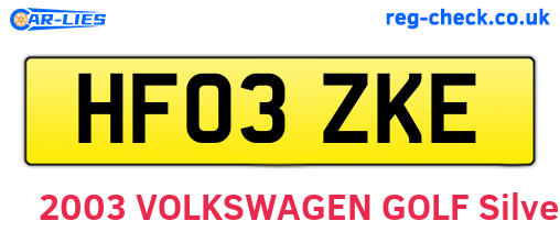 HF03ZKE are the vehicle registration plates.