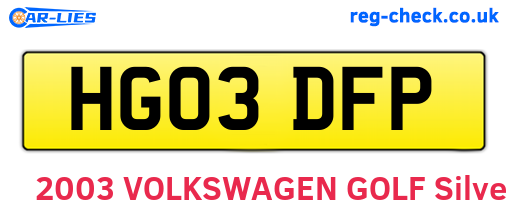 HG03DFP are the vehicle registration plates.