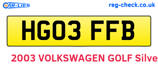 HG03FFB are the vehicle registration plates.