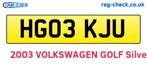 HG03KJU are the vehicle registration plates.