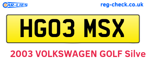 HG03MSX are the vehicle registration plates.