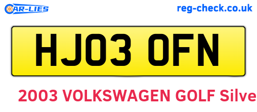 HJ03OFN are the vehicle registration plates.