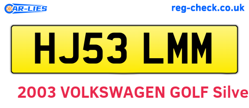 HJ53LMM are the vehicle registration plates.