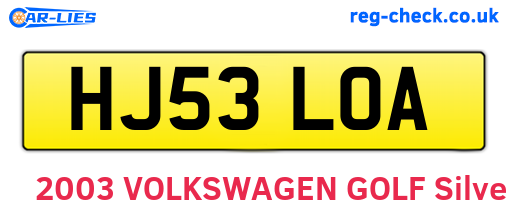 HJ53LOA are the vehicle registration plates.
