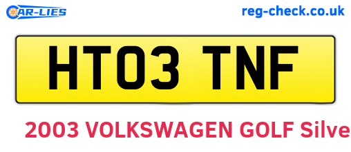 HT03TNF are the vehicle registration plates.