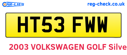HT53FWW are the vehicle registration plates.