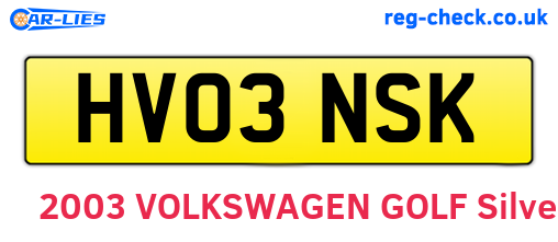 HV03NSK are the vehicle registration plates.