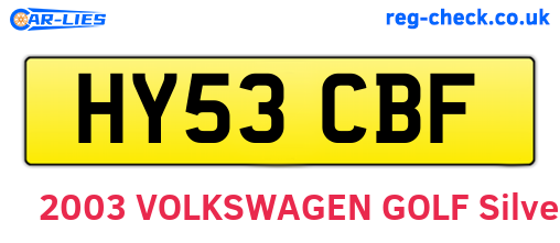 HY53CBF are the vehicle registration plates.