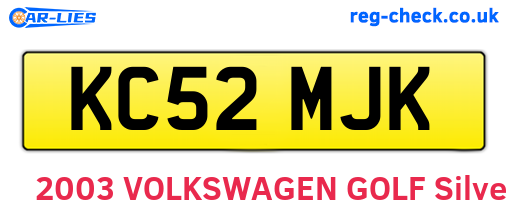 KC52MJK are the vehicle registration plates.
