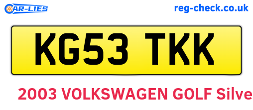 KG53TKK are the vehicle registration plates.