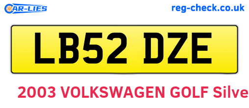LB52DZE are the vehicle registration plates.