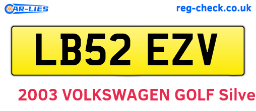 LB52EZV are the vehicle registration plates.