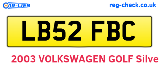 LB52FBC are the vehicle registration plates.