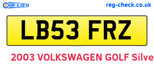 LB53FRZ are the vehicle registration plates.