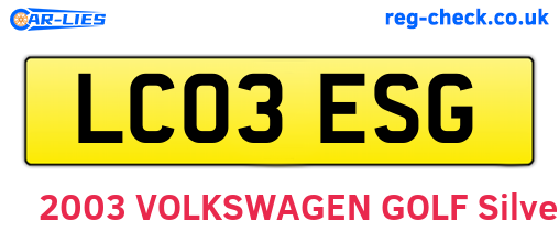 LC03ESG are the vehicle registration plates.
