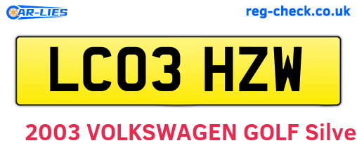 LC03HZW are the vehicle registration plates.