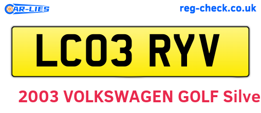 LC03RYV are the vehicle registration plates.