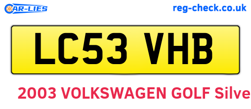 LC53VHB are the vehicle registration plates.