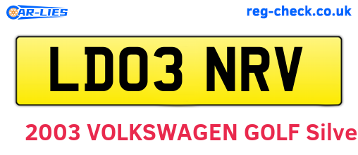 LD03NRV are the vehicle registration plates.