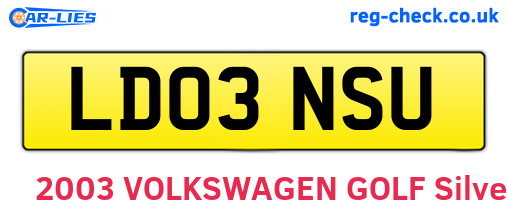 LD03NSU are the vehicle registration plates.