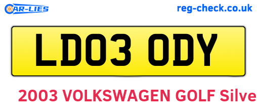LD03ODY are the vehicle registration plates.