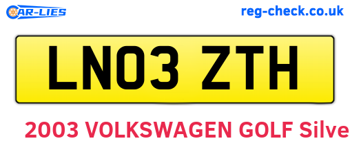 LN03ZTH are the vehicle registration plates.