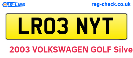 LR03NYT are the vehicle registration plates.